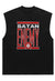 Satan slogan tank top surfer vest retro sleeveless t-shirt