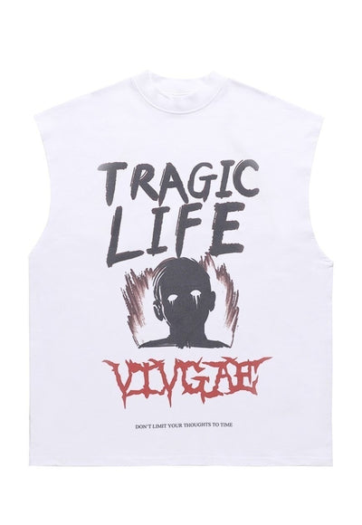 Tragic life tank top surfer vest retro sleeveless t-shirt