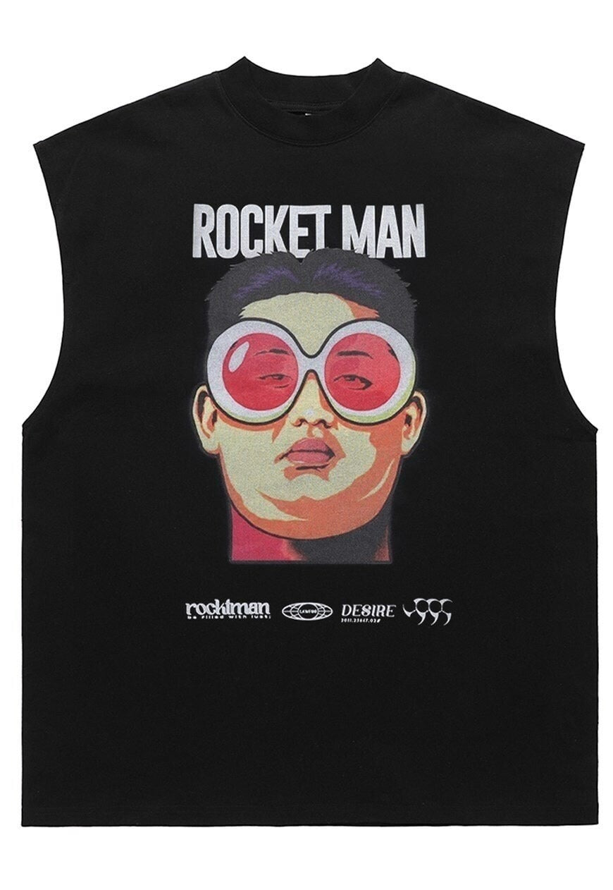 Rocker man tank top surfer vest retro sleeveless t-shirt