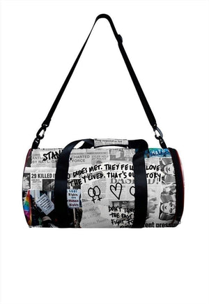 Gay gym bag LGBT retro sports holdall graffiti bag in white