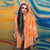 Tie-dye fleece coat handmade 2in1 hood trench jacket orange