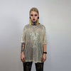 Metallic sequin t-shirt fringed top sparkle jumper party pullover glam tassels jumper fancy dress embellished going out sheer glitter tee