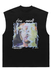 Abstract print tank top surfer vest retro sleeveless t-shirt