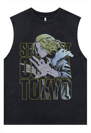 Tokyo tank top surfer vest retro anime sleeveless t-shirt