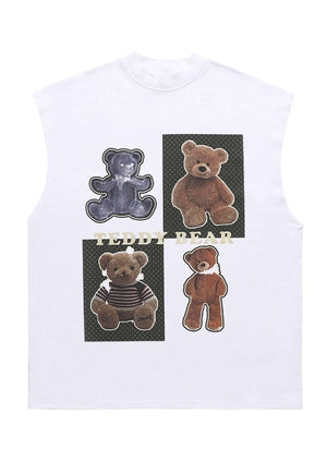 Teddy bear sleeveless t-shirt grunge tank top surfer vest