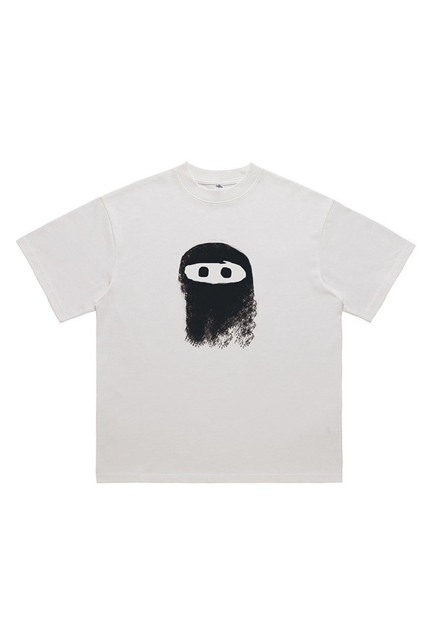 Balaclava t-shirt mask print tee grunge top in white