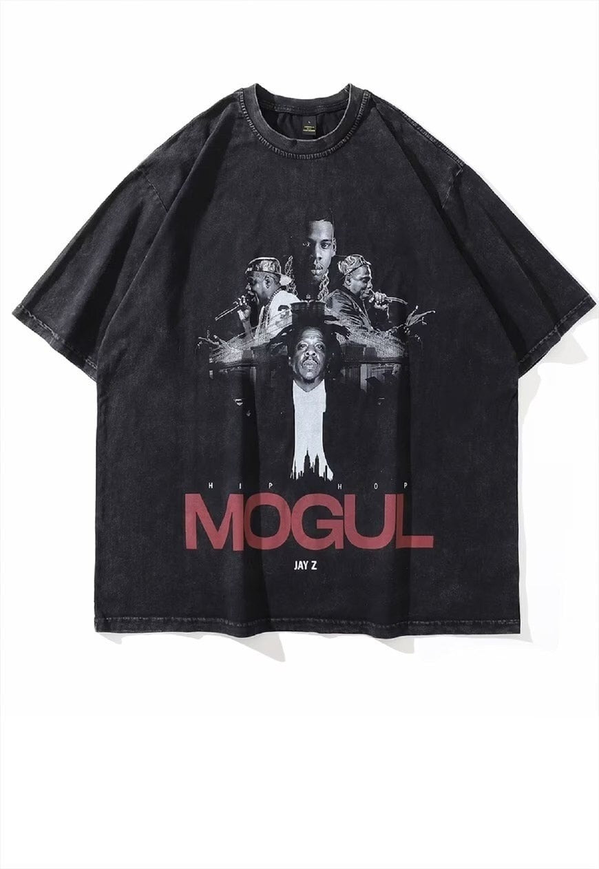 Vintage rapper print t-shirt old Mogul tee retro hip-hop top