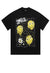 Emoji print t-shirt grunge tee retro raver smile top black