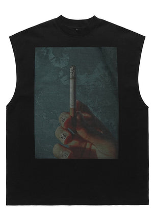 Cigarette sleeveless t-shirt Y2K print tank top surfer vest