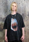 Shark print t-shirt jaw movie tee sea top in vintage black