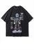 Robot t-shirt old computer print tee grunge top in acid grey