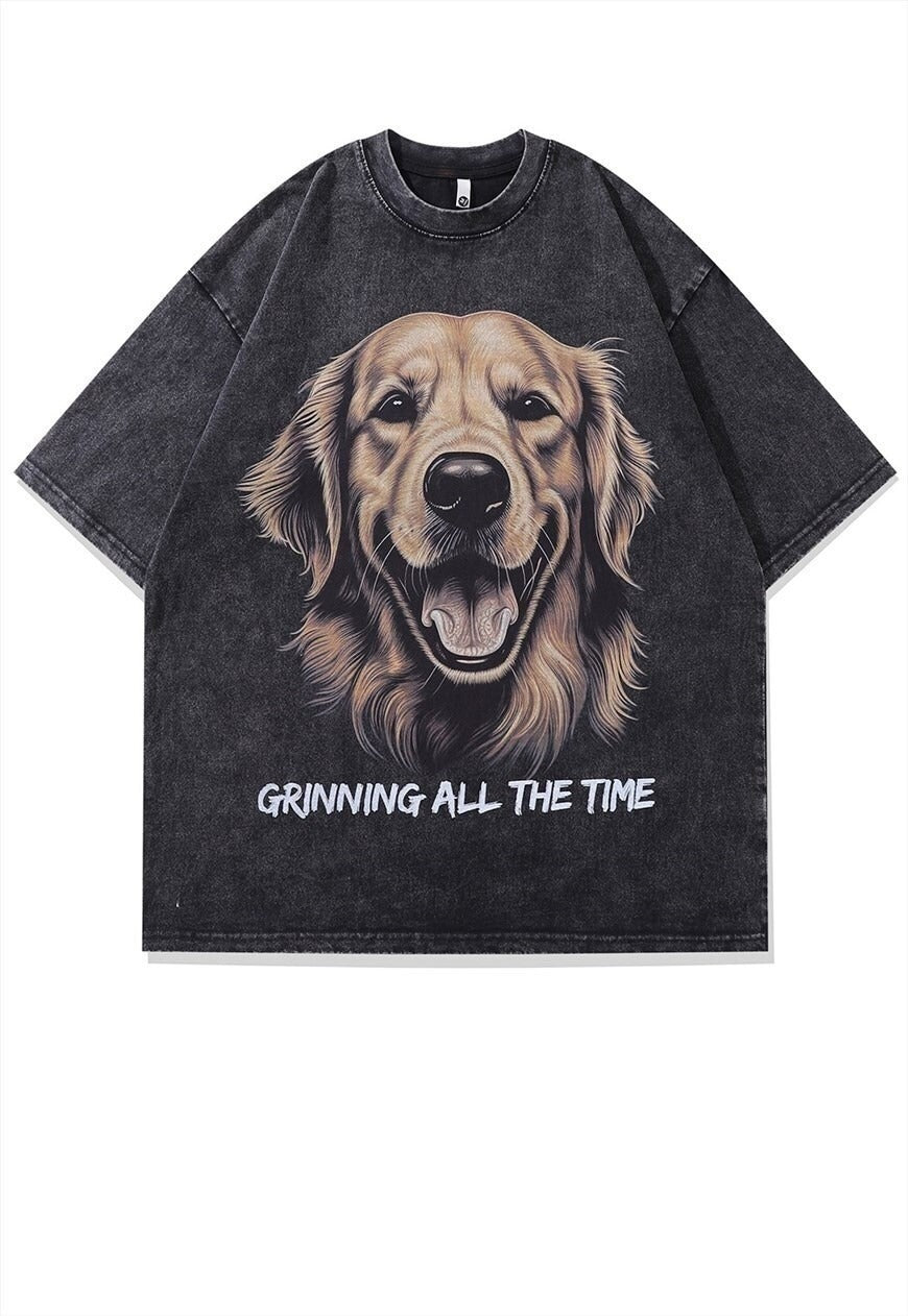 Golden Retriever t-shirt dog print tee old top vintage grey