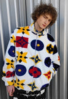 Geometric floral jacket handmade reversible fleece coat