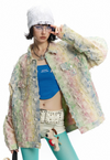 Rainbow denim jacket shredded pride bomber unicorn jean coat