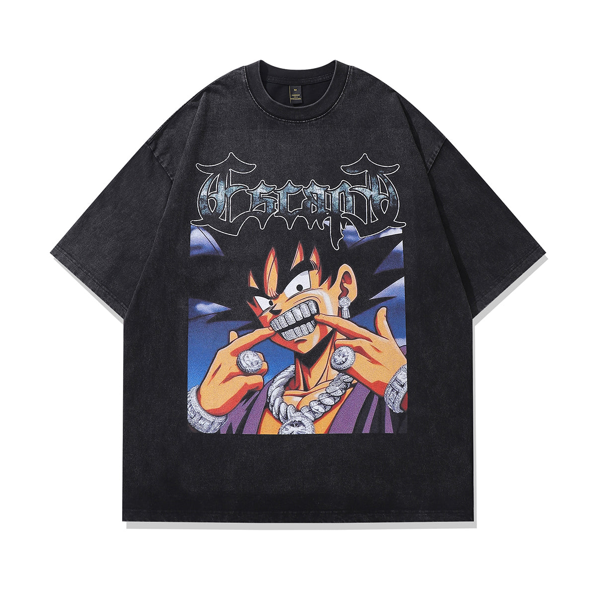 Goku t-shirt DBZ tee retro Japanese cartoon top in vintage grey