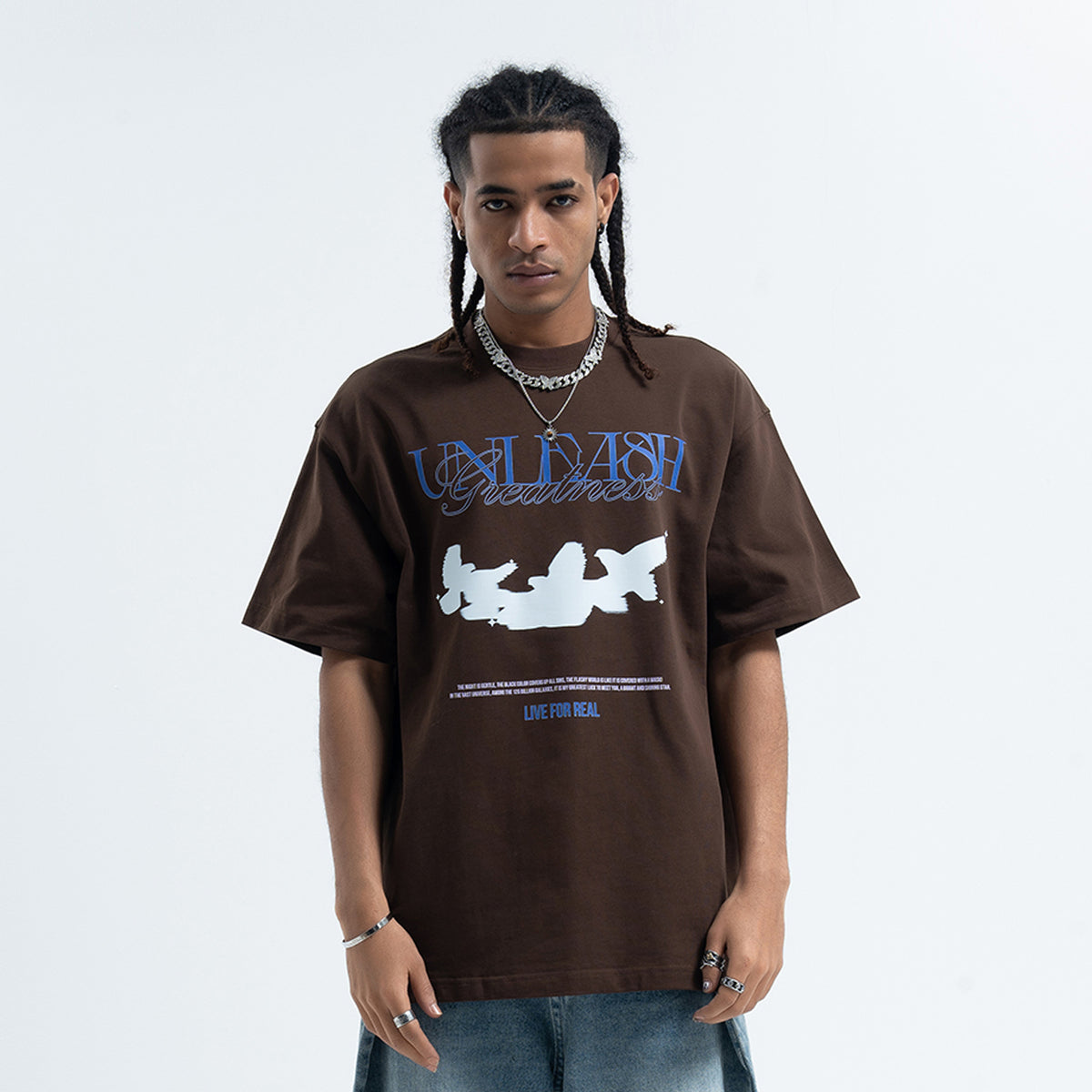 White doves t-shirt bird print top freedom slogan tee in brown