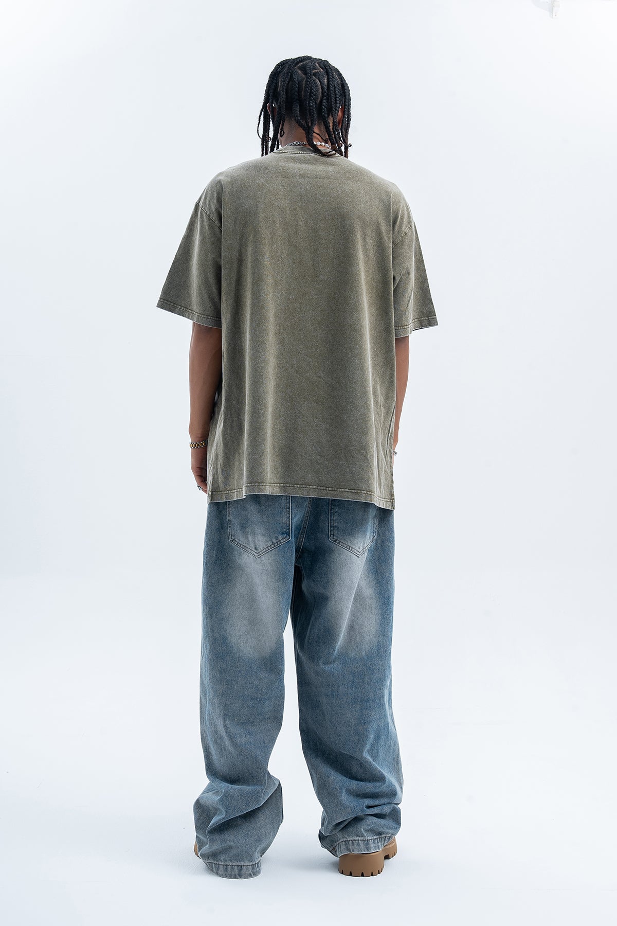 psychedelic t-shirt creepy sculpture top grunge painting tee in Grey