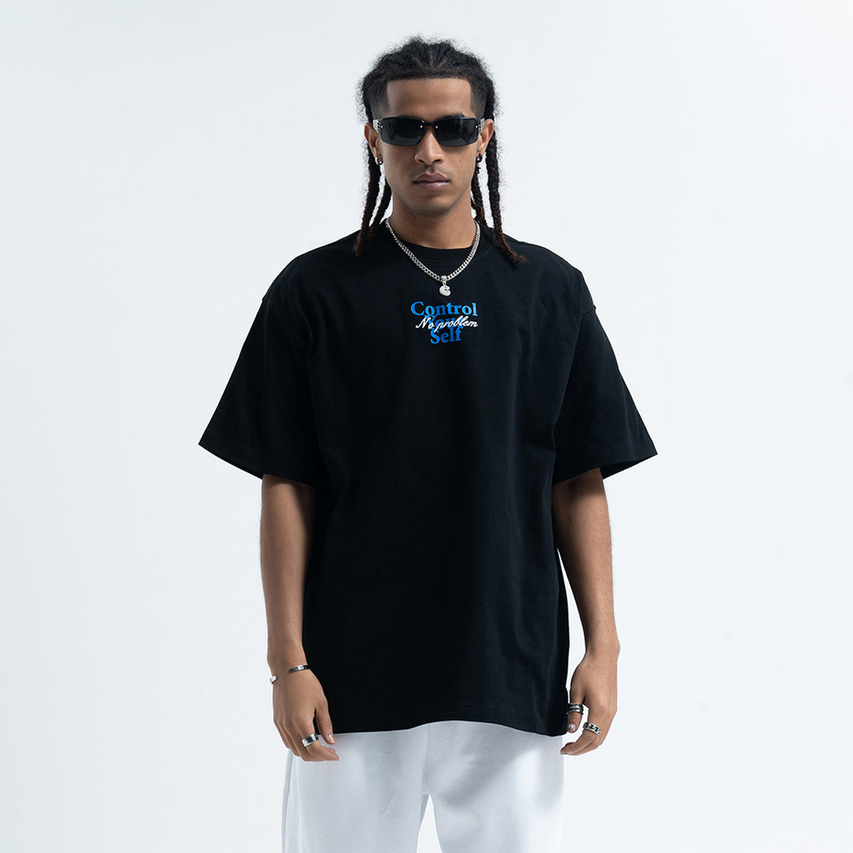 Control slogan t-shirt motivational top 90s tee in white