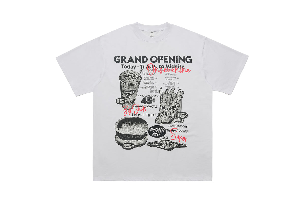 Fast food t-shirt burger print top 90s tee in white