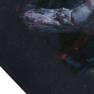 Crazy anime sleeveless t-shirt vintage Japanese vest retro cartoon tank top in acid wash black