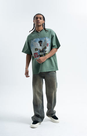 Dead rapper t-shirt hip-hop tee angel print top in grey