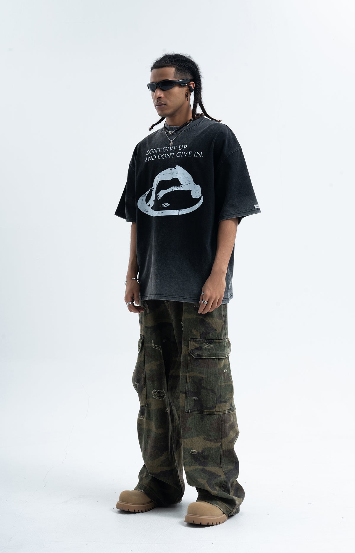 Cyberpunk t-shirt psychedelic print top raver tee in black