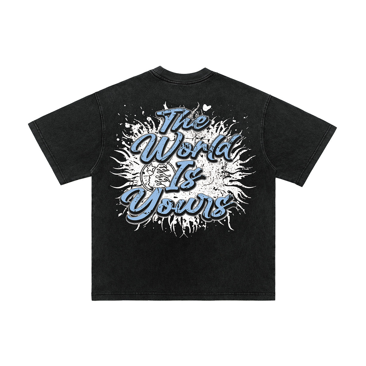 Psychedelic graffiti t-shirt hell slogan top grunge tee in black