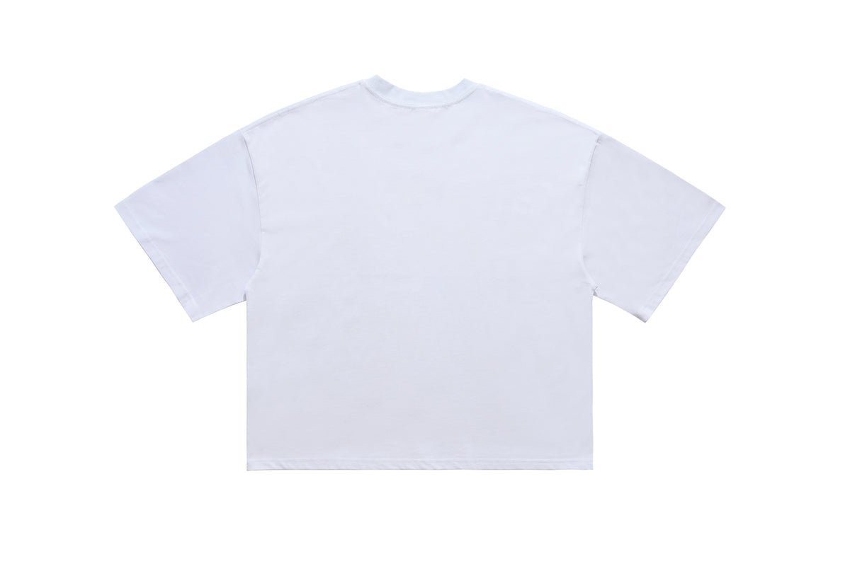 Hip-hop t-shirt rapper cartoon top gangster tee in white