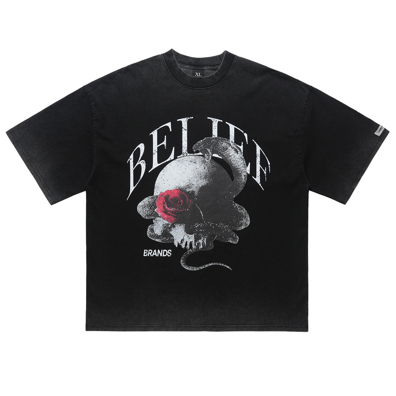 Snake print t-shirt skeleton bones top gothic tee in black