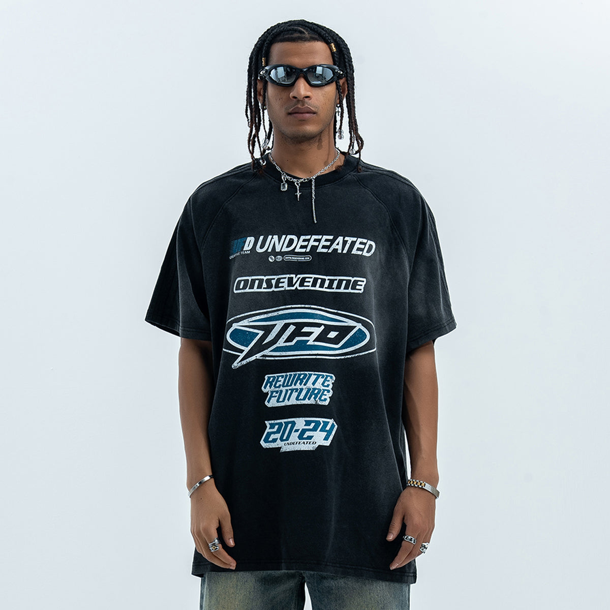 Undefeated t-shirt motivational slogan top racing t-shirt black
