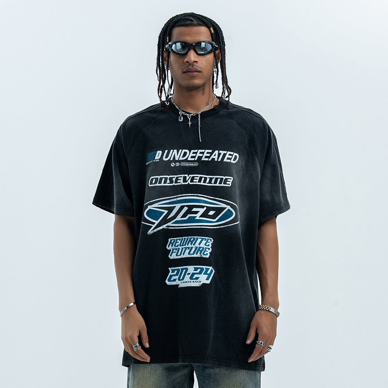 Undefeated t-shirt motivational slogan top racing t-shirt black