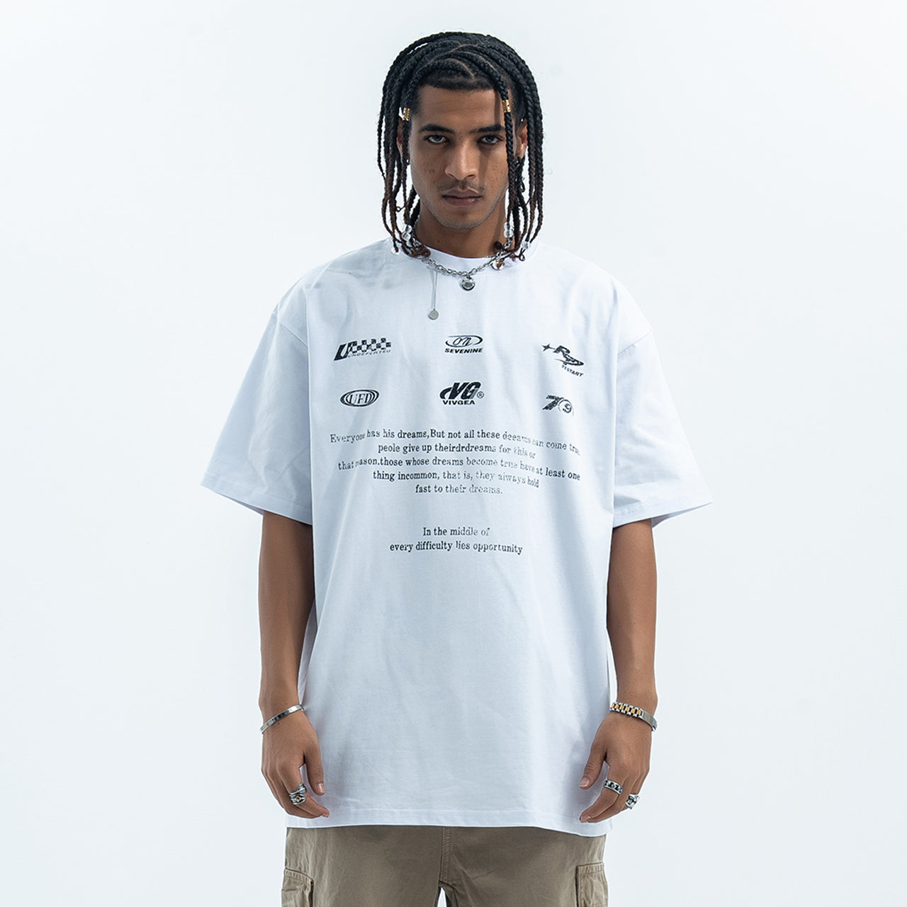 Retro racing t-shirt motorsports top retro logo tee in white