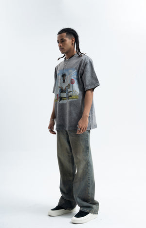 Dead rapper t-shirt hip-hop tee angel print top in grey