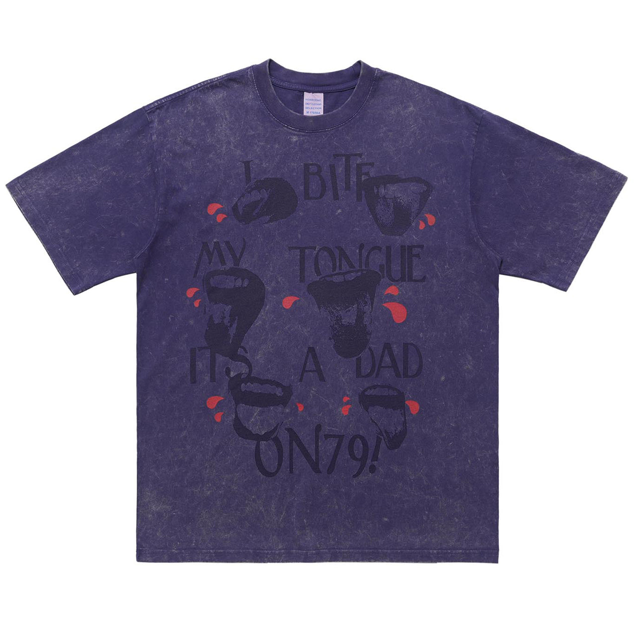 Vampire print t-shirt fang top retro creepy top blue