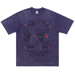 Vampire print t-shirt fang top retro creepy top black