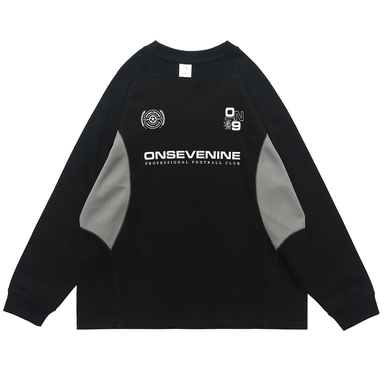 Racing top long sleeve patchwork top motorsports grunge jumper in black