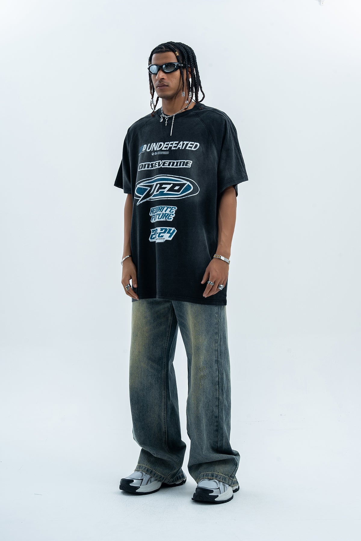 Undefeated t-shirt motivational slogan top racing t-shirt black