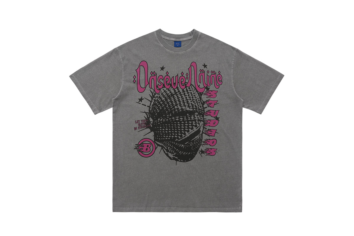 Arabic t-shirt hip-hop tee grunge rapper top in pink