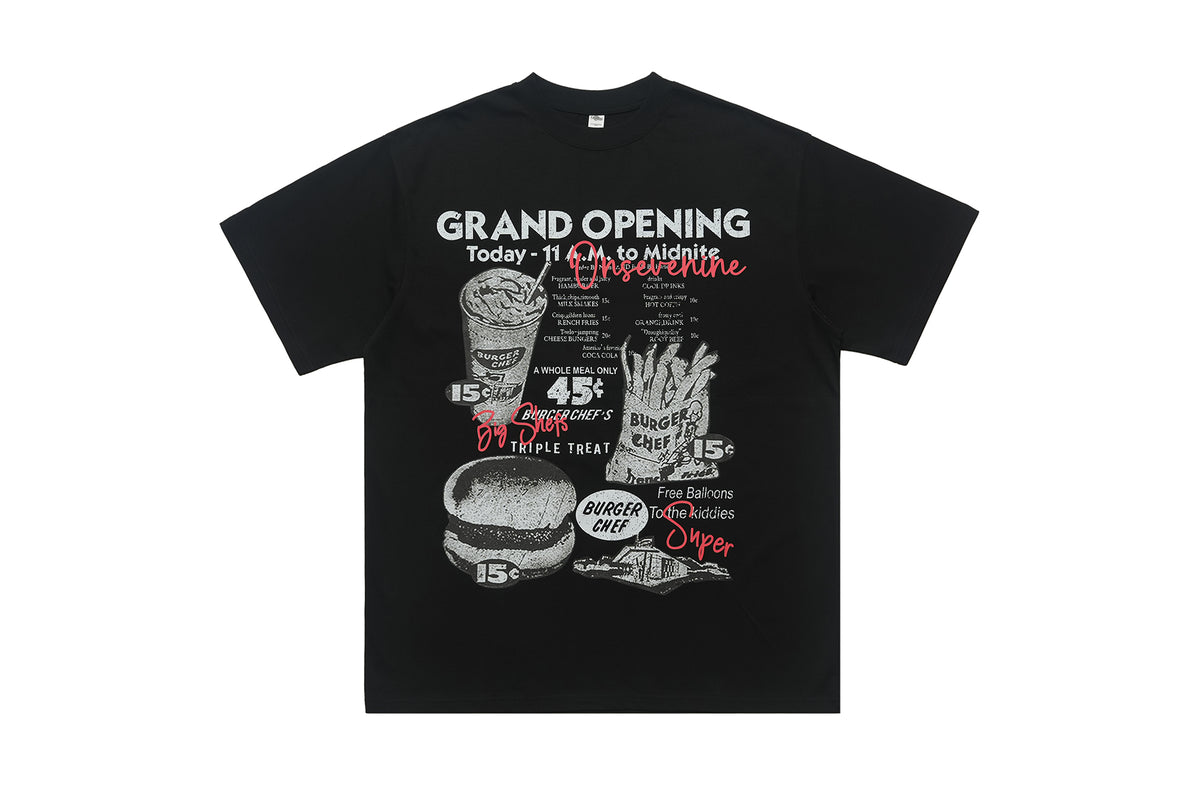Fast food t-shirt burger print top 90s tee in white
