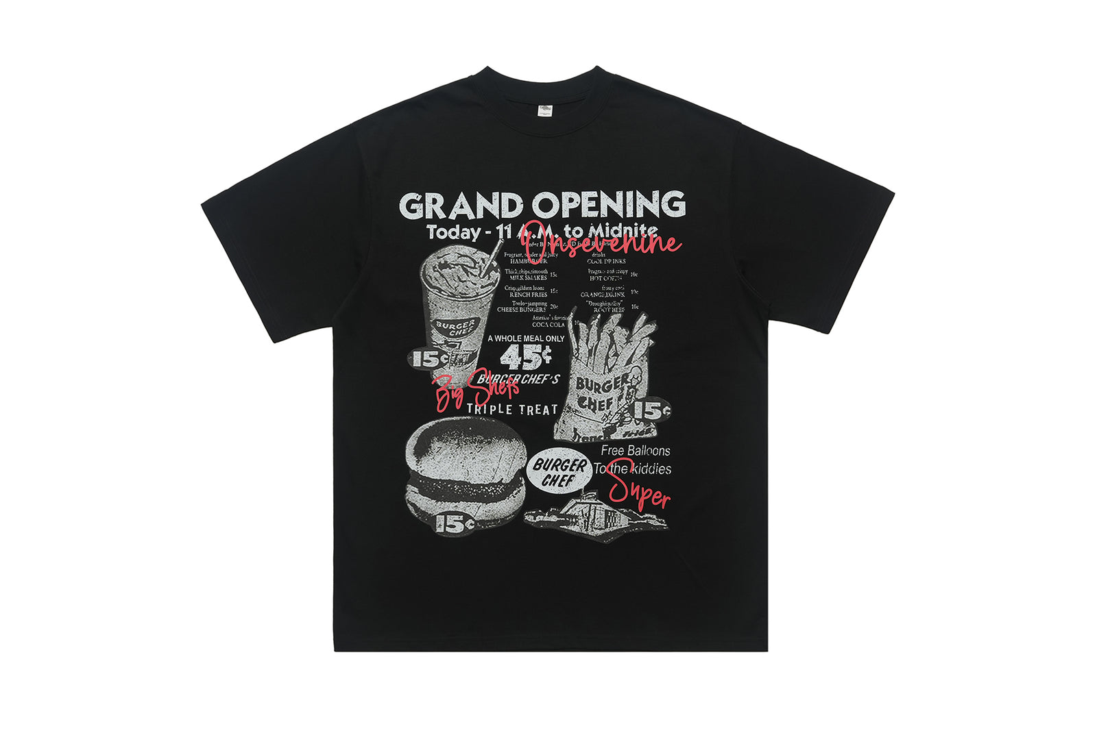 Fast food t-shirt burger print top 90s tee in black