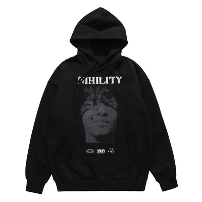 Gothic hoodie creepy face pullover punk top nihility jumper