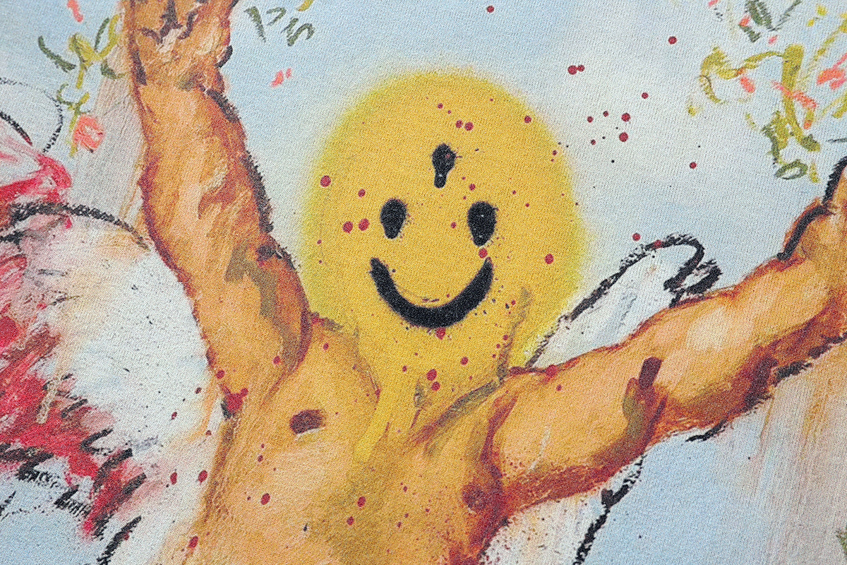 Angel emoji t-shirt creepy smile tee funny y2k top in grey