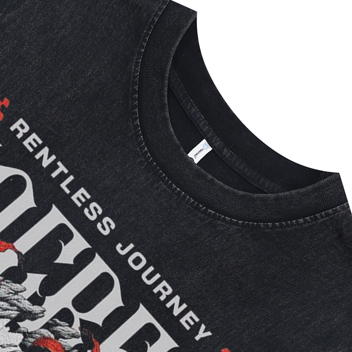 Gothic sculpture sleeveless t-shirt creepy cartoon vest 00s retro sacred slogan tank top in acid wash black