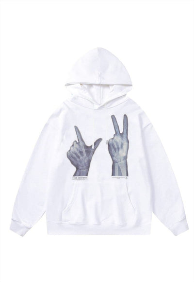 X-ray hoodie skeleton pullover premium grunge jumper white