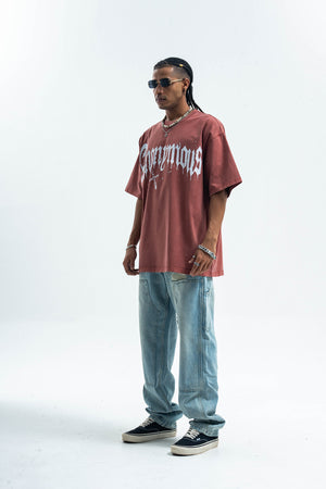 Anonymous t-shirt slogan top cross print tee in grey