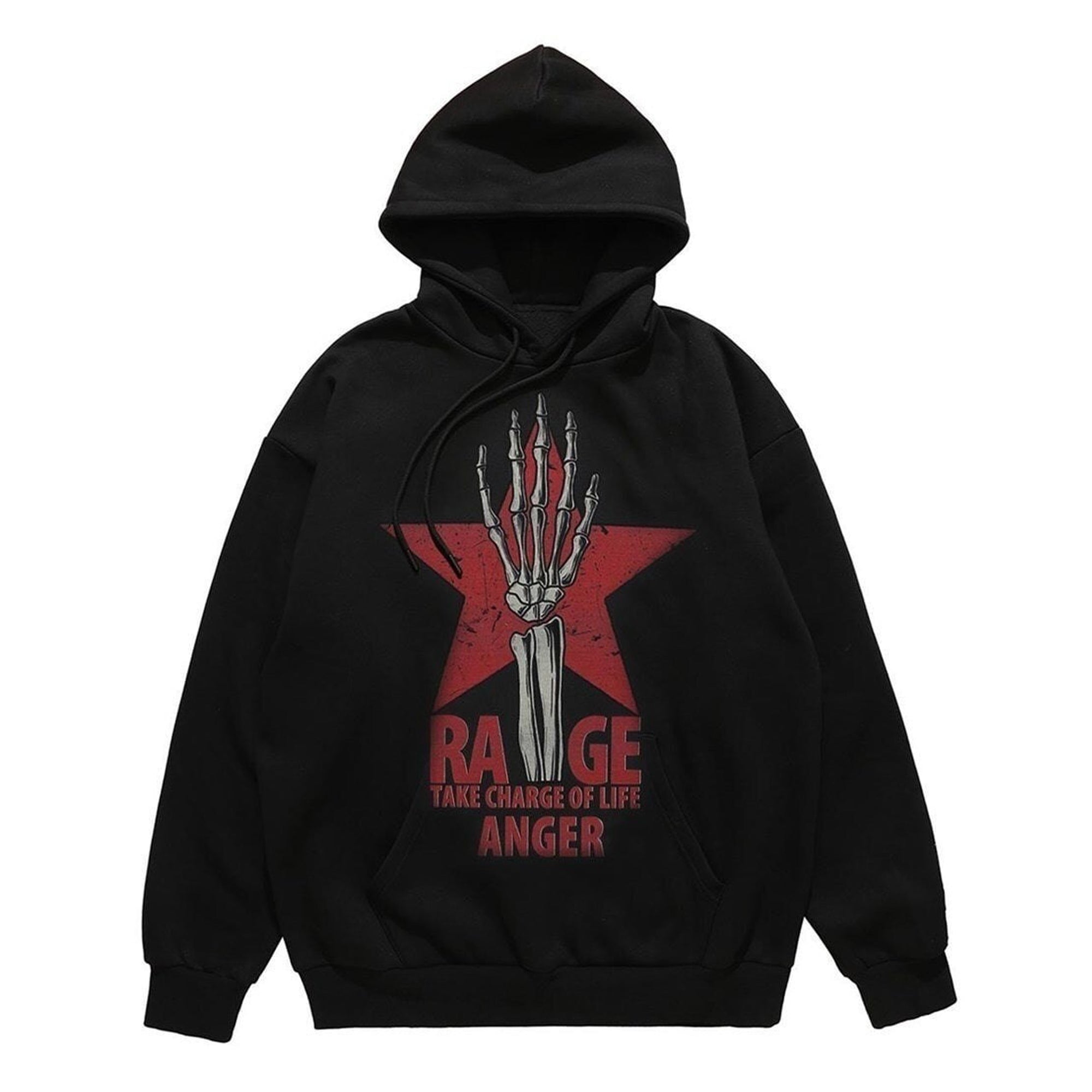 Skeleton hoodie bones pullover Gothic top rage slogan jumper