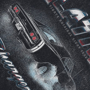 80s car sleeveless t-shirt racing surfer vest motorsports tank top in acid wash black