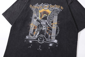 Angel of death t-shirt saint tee creepy psychedelic top in vintage grey