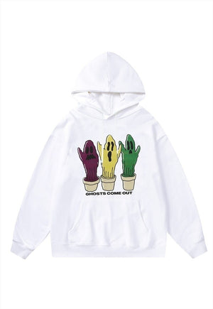 Ghost hoodie grunge pullover premium raver jumper in white