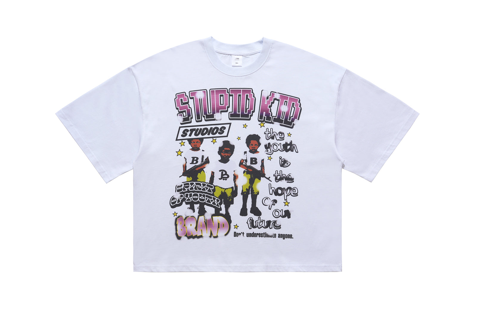 Kidcore t-shirt stupid slogan top grunge hip-hop tee in white